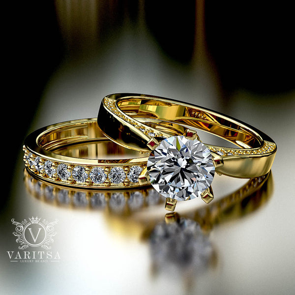 2.0ct Brilliant Cut Diamond Gold Bridal Set - 03US06